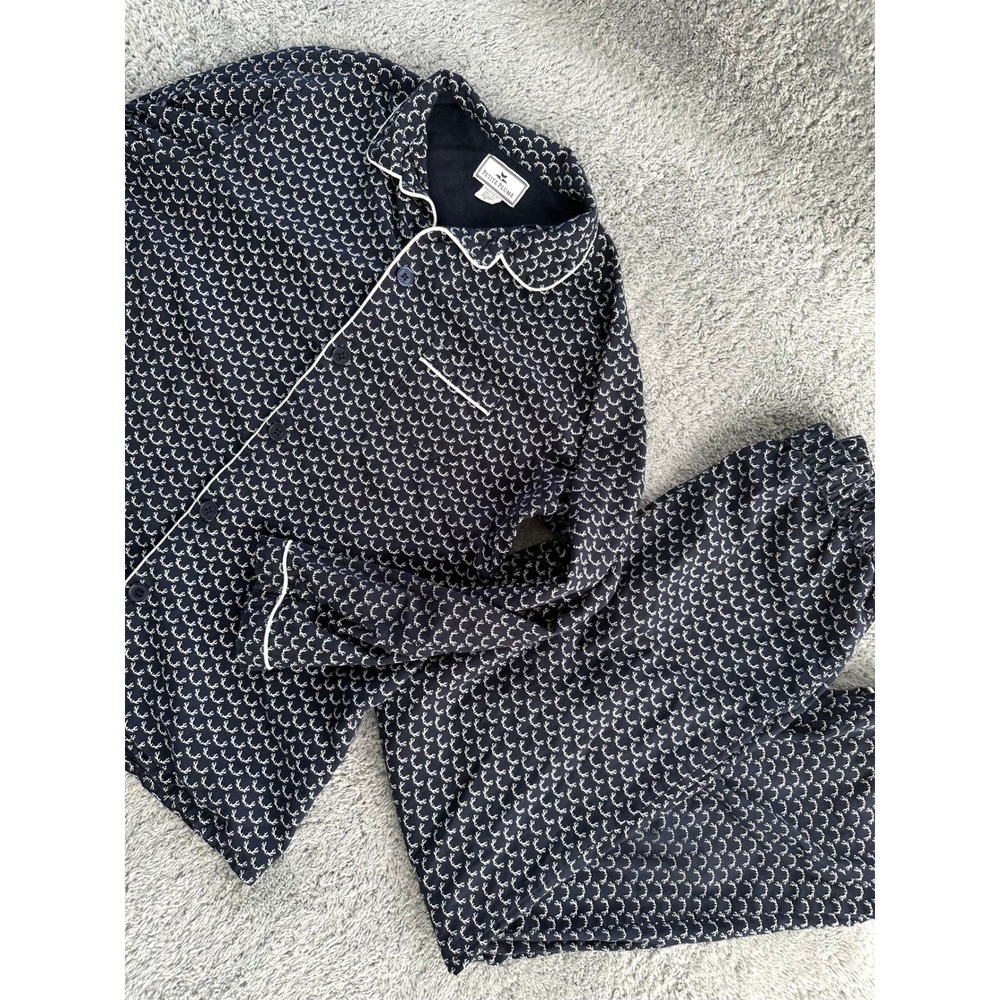Petite Plume girls 14 navy blue Sleep pajama set antler print‎ long sleeve pants